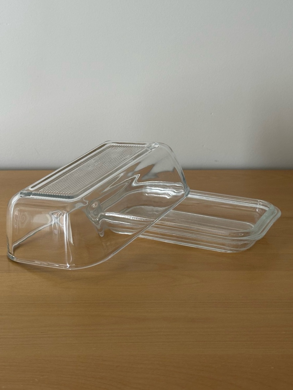 Vintage ARC France Glass Butter Dish – Clear Ribbed Keeper (Made in France)